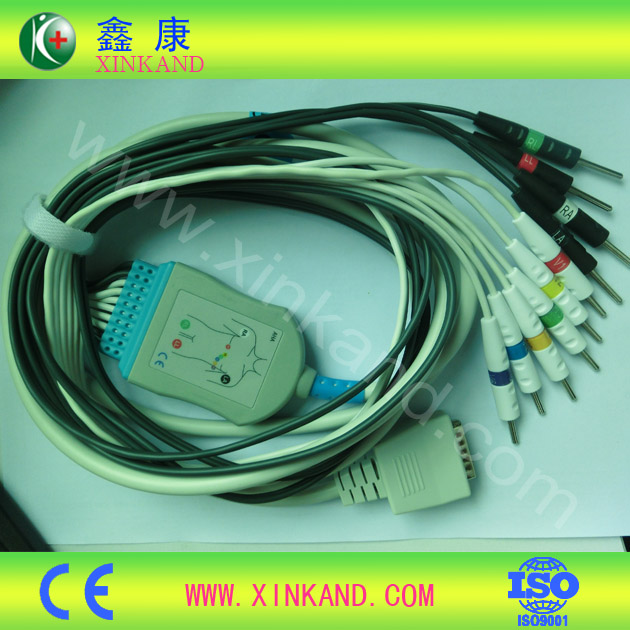 Integrated ECG EKG cable and leadwires